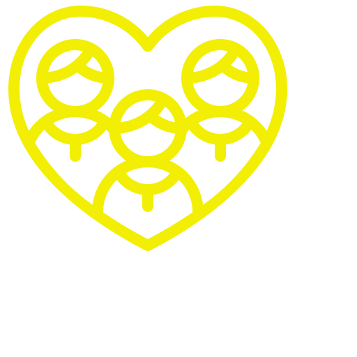 Cartoon love heart with people inside